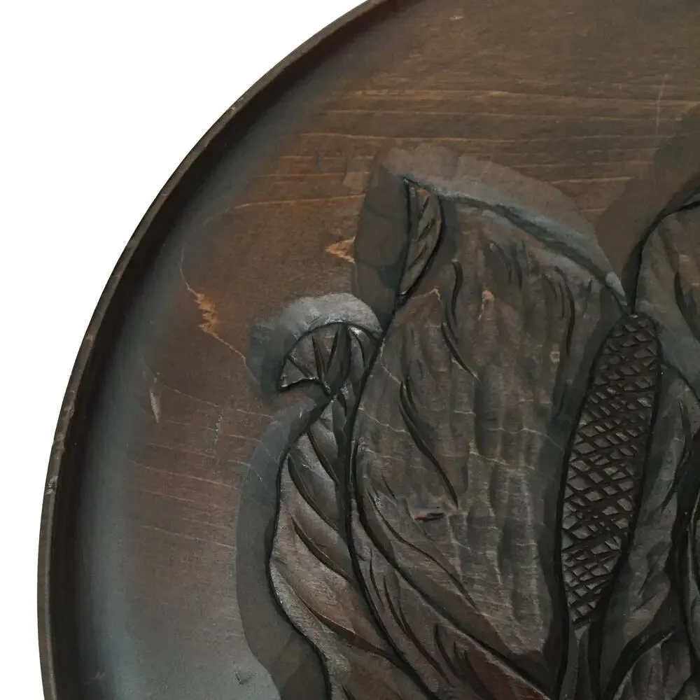 Vintage Carved Wooden Platter Calla Lilies